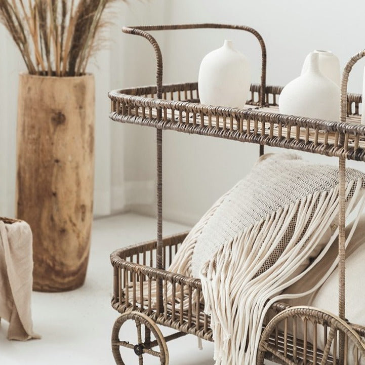 Kitchen Storage Handmade Rattan Cart - Hyggeh