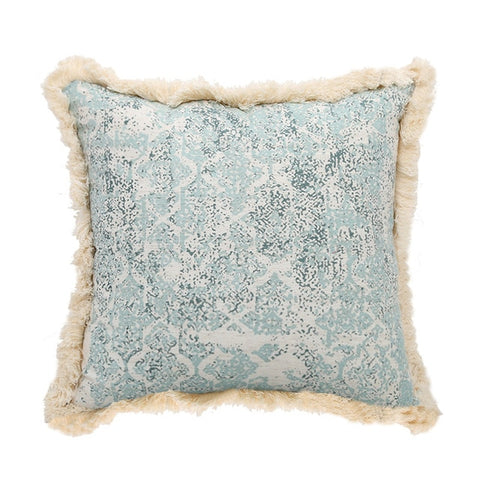 Vintage Linen Green Pillow Cover With Tassels - Hyggeh