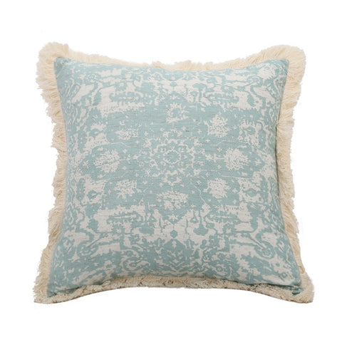 Vintage Linen Green Pillow Cover With Tassels - Hyggeh