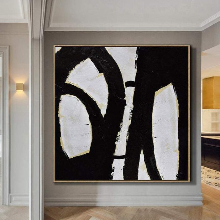 Black and White Abstract Painting Hyggeh Canvas - Hyggeh