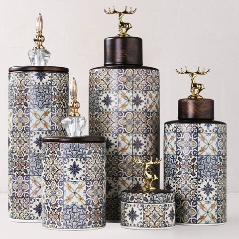 Ceramics Moroccan Pattern Sugar Tea Canister Jar - Hyggeh