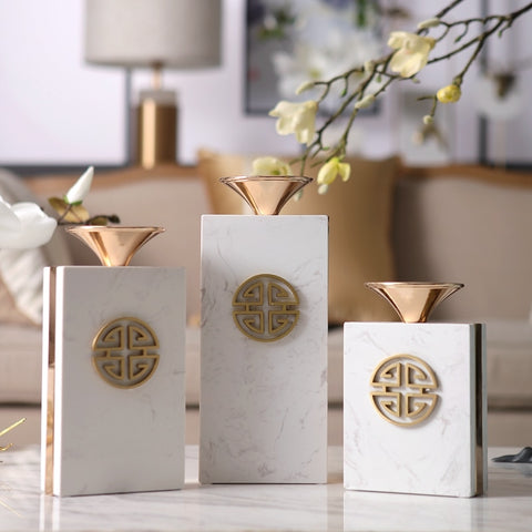 Rectangle Versace White Marble Candle Holder - Hyggeh