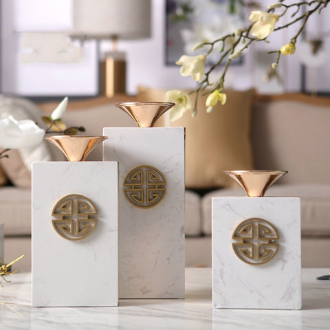 Rectangle Versace White Marble Candle Holder - Hyggeh