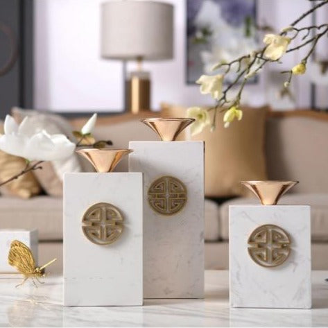 Rectangle Versace White Marble Candle Holder - Hyggeh