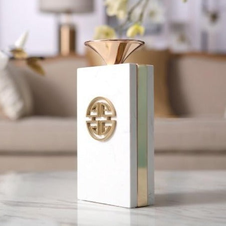Rectangle Versace White Marble Candle Holder - Hyggeh