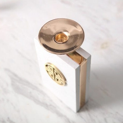 Rectangle Versace White Marble Candle Holder - Hyggeh