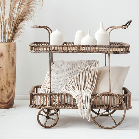 Kitchen Storage Handmade Rattan Cart - Hyggeh