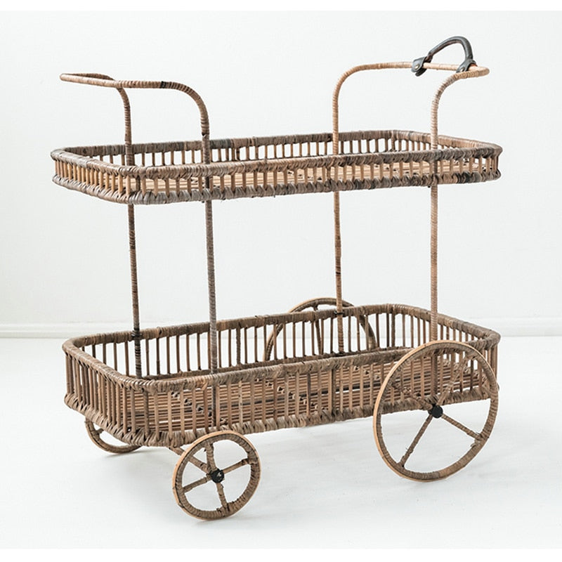 Kitchen Storage Handmade Rattan Cart - Hyggeh