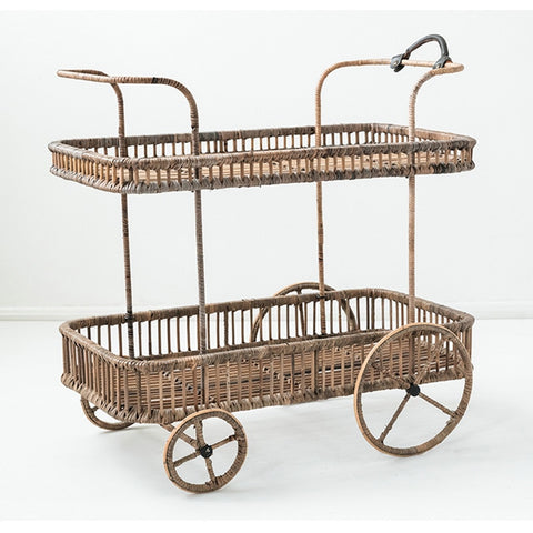 Kitchen Storage Handmade Rattan Cart - Hyggeh