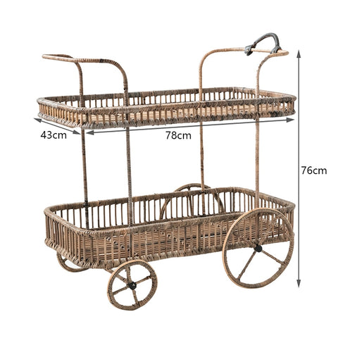 Kitchen Storage Handmade Rattan Cart - Hyggeh