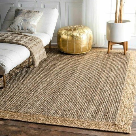 Striped Braided Jute Runner Rug