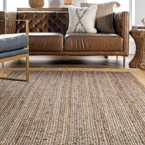 Striped Braided Jute Runner Rug