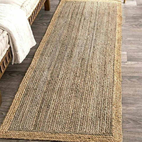 Striped Braided Jute Runner Rug