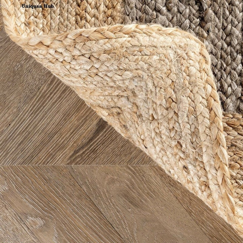 Striped Braided Jute Runner Rug