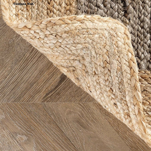 Striped Braided Jute Runner Rug