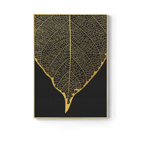 Golden Leaf Flower Wall Art