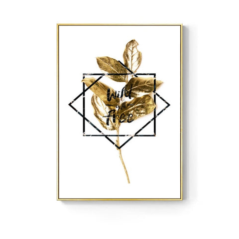 Golden Leaf Flower Wall Art