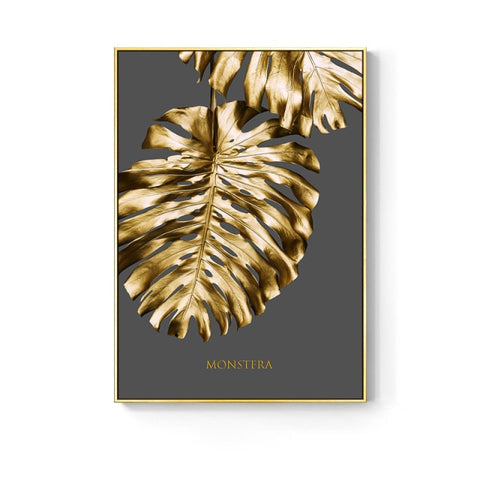 Golden Leaf Flower Wall Art