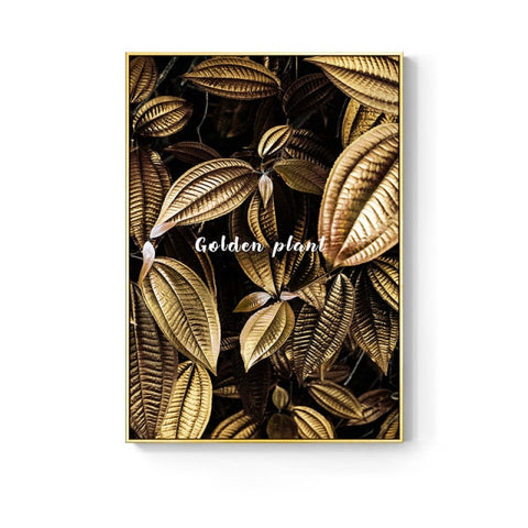 Golden Leaf Flower Wall Art
