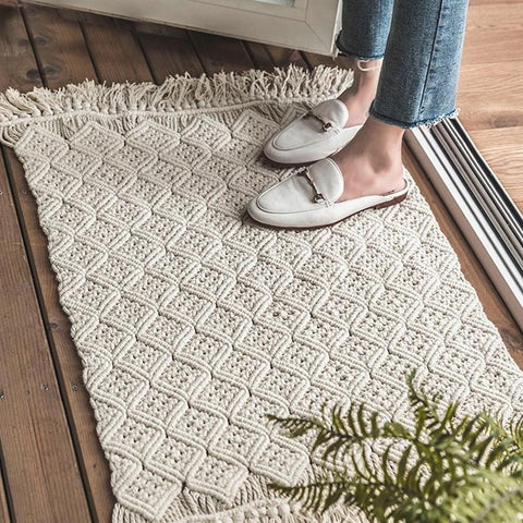 White kilim Indian striped Nordic style - Hyggeh