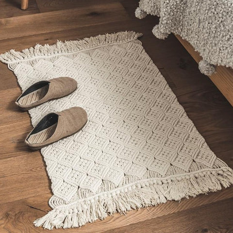White kilim Indian striped Nordic style - Hyggeh