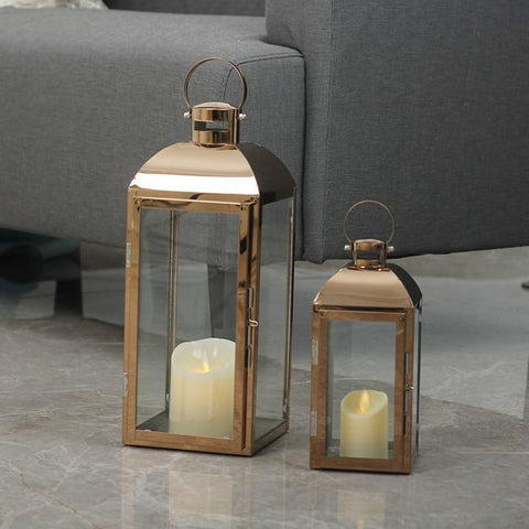 Nordic Lantern Silver-Gold Candlestick - Hyggeh