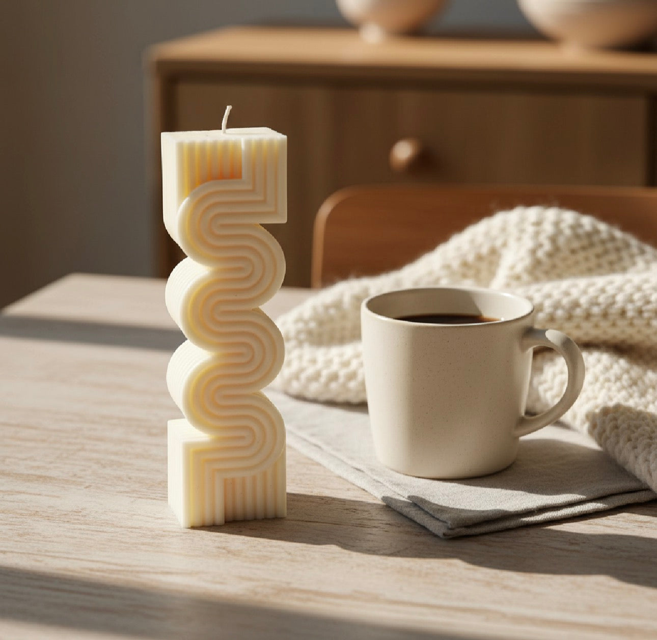 DIY Ribbed Pillar Candle