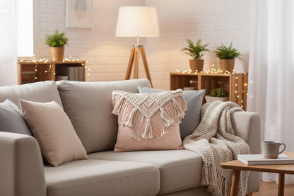 Hand-Woven Macrame Cotton Cushion Cover Five