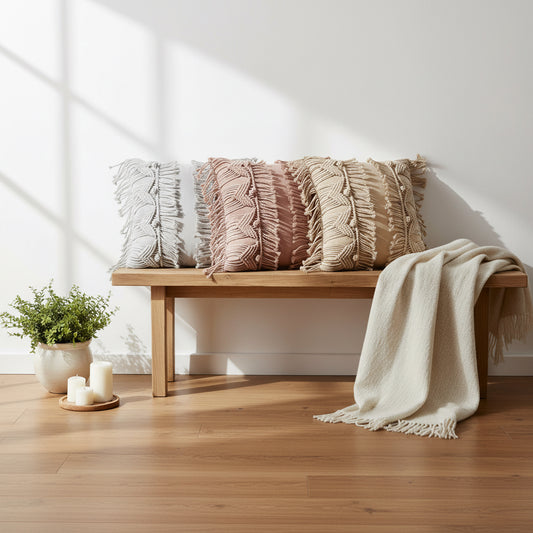 Hand-Woven Macrame Pillow