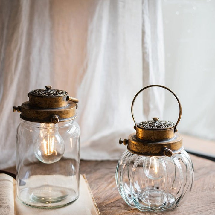 Metal Retro Glass Stand Candle Holder Lantern