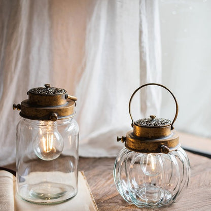 Metal Retro Glass Stand Candle Holder Lantern