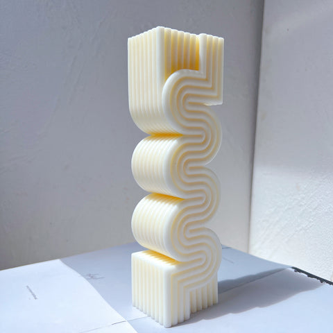 DIY Ribbed Pillar Candle