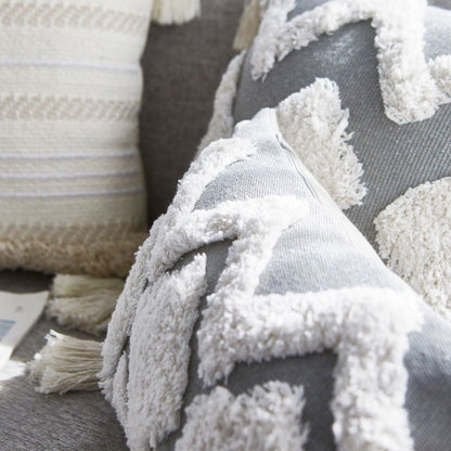 Grey Tufted  Pillow Cover