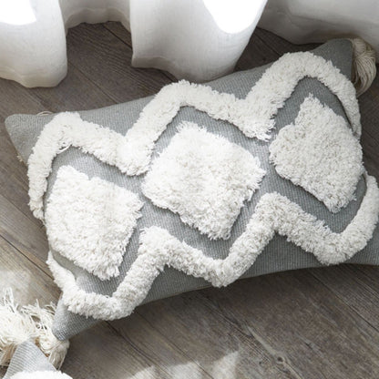 Grey Tufted  Pillow Cover