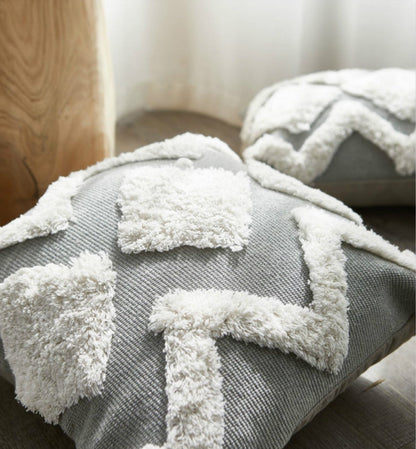 Grey Tufted  Pillow Cover