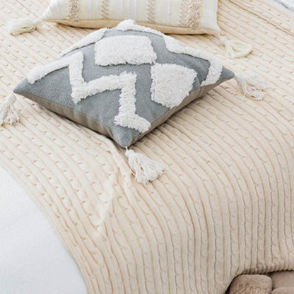 Grey Tufted  Pillow Cover