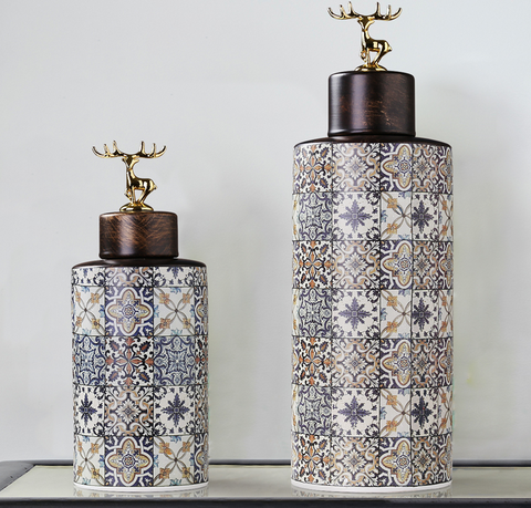 Ceramics Moroccan Pattern Sugar Tea Canister Jar - Hyggeh
