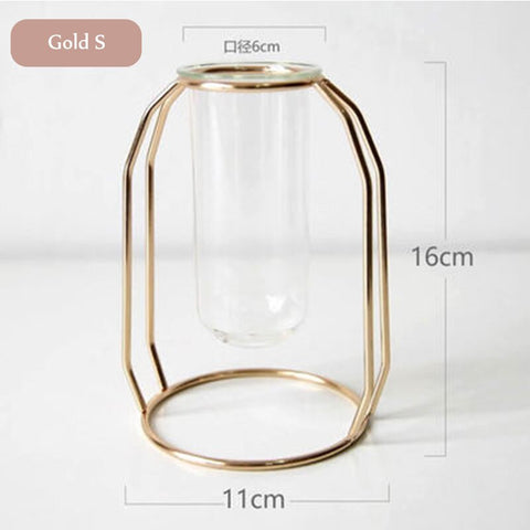1Set Nordic Style Glass Iron Art Vase Rose Gold - Hyggeh
