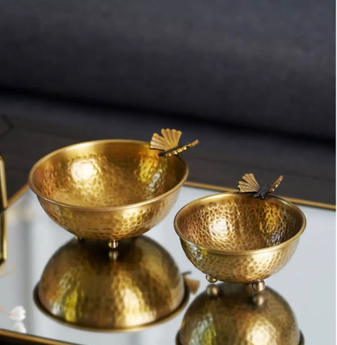 Butterfly Brass Serving Bowl