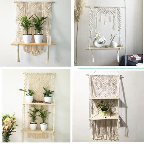 Handmade Macrame Knots Hanging Planter Basket - Hyggeh