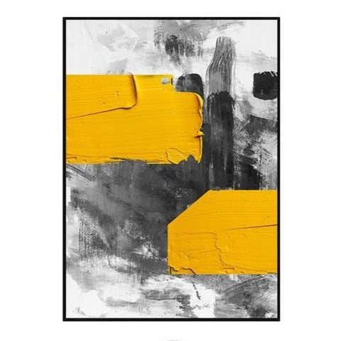 Black And Yellow Hand Painted Oil Painting Abstract Canvas - Hyggeh