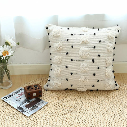White Black Moroccan Geometric Cushion Pillow Cover