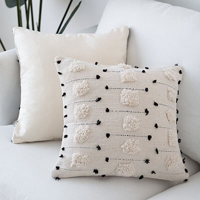 White Black Moroccan Geometric Cushion Pillow Cover