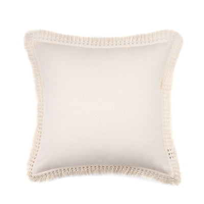 Beige Linen Cotton Tassels Pillow Cover Round Square - Hyggeh
