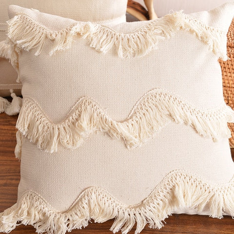 Boho Style Cushion Cover Plush With Tassels - Hyggeh
