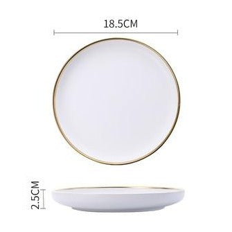 Ceramic Gold Line White Black Plates Dinnerware Set - Hyggeh