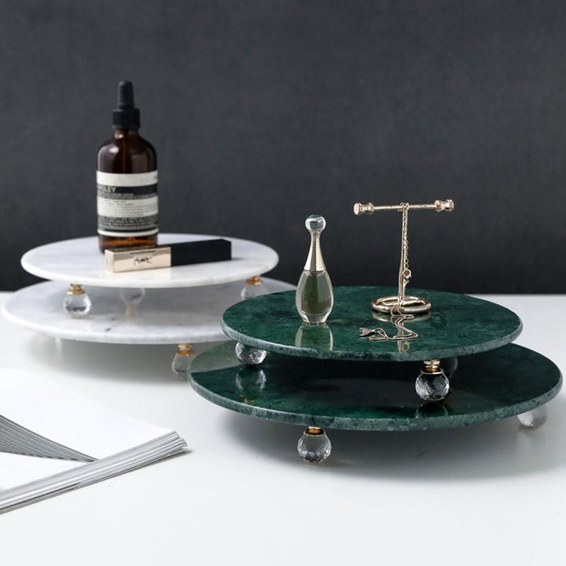Marble Art-Deco White Green Cheese Tray - Hyggeh