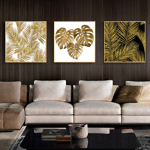 Abstract Amazon Gold Luxury Posters Nordic Canvas Art Painting - Hyggeh