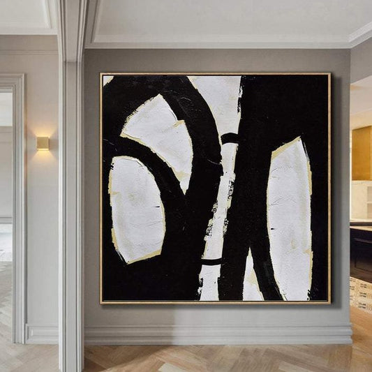 Black and White Abstract Painting Hyggeh Canvas - Hyggeh