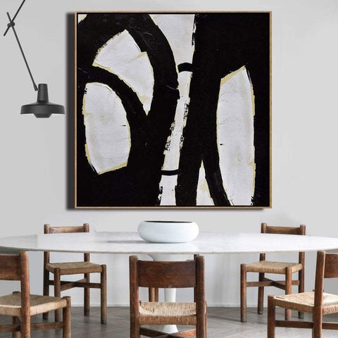 Black and White Abstract Painting Hyggeh Canvas - Hyggeh